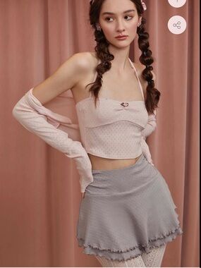 Lacemade Grey Taro Miss Puff Ballerina Pointelle Ruffled Mini Skirt